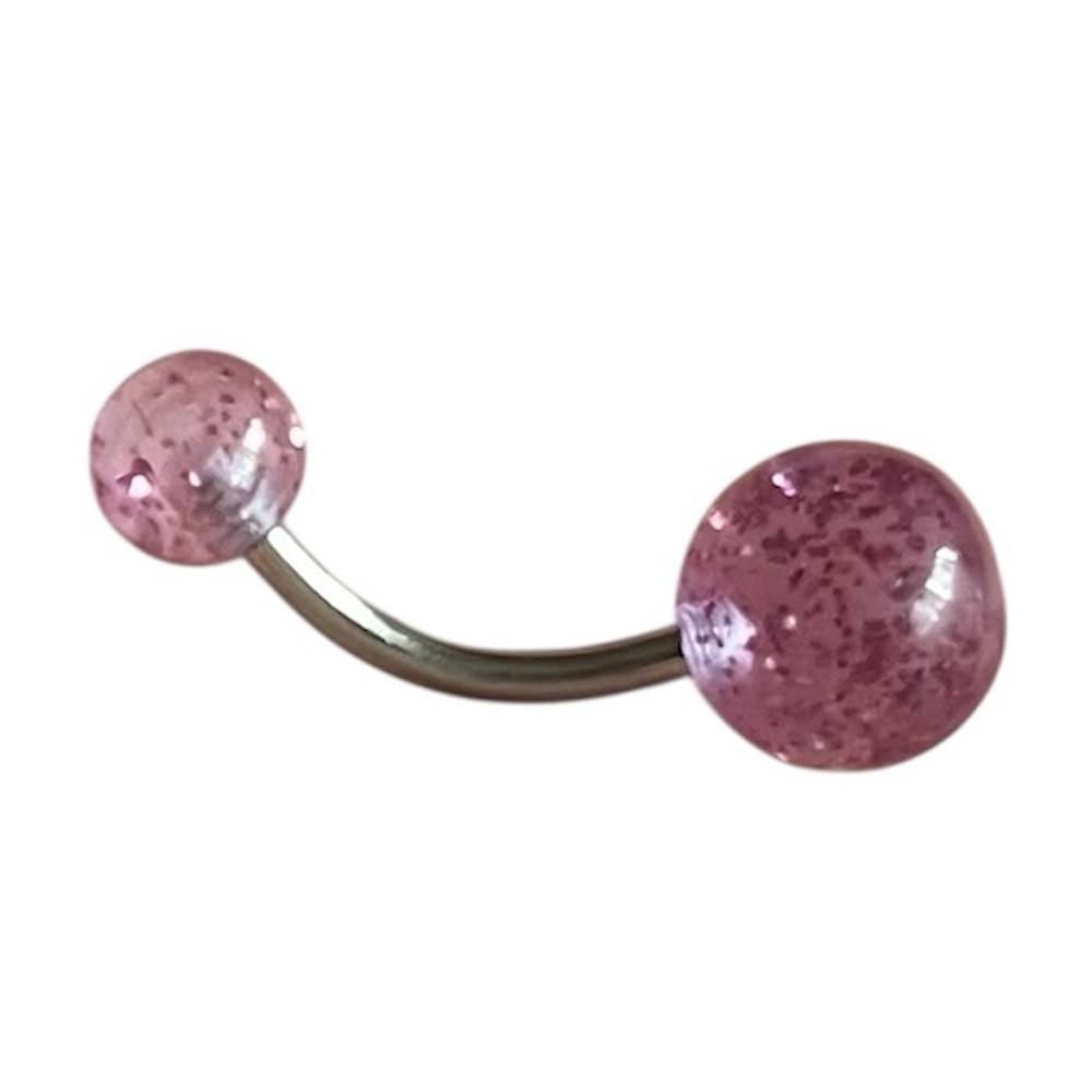 Clear Sparkly Pink Belly Button Ring 💗✨